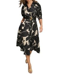 Donna Karan - Donna Karan Belted Shirt Dress - Lyst