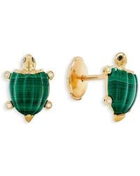 Yvonne Léon - 9K Paire De Tortue Malachite & Diamond Turtle Stud Earrings - Lyst