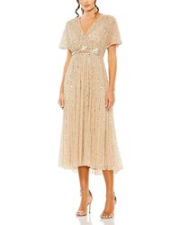 Mac Duggal - A Line Embellished Short Sleeve Dress - Lyst