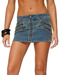 Edikted - Ronan Zip Up Denim Mini Skort - Lyst