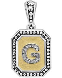 Lagos - Signature Caviar Sterling & 18K Octagon Diamond A Initial Charm, 0.05 Tcw - Lyst