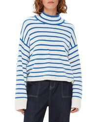 Whistles - Stripe Rib Detail Funnel Knit Sweater - Lyst