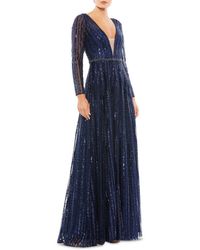 mac duggal sequin leaf plunging sheath gown
