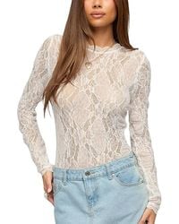 Edikted - Rosalinda Sheer Lace Bodysuit - Lyst