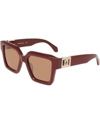 Ferragamo - Solid Square Sunglasses, 53Mm - Lyst