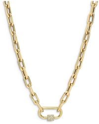 Zoe Lev - 14K Large Open Link Chain With Diamond Carabiner Necklace, 16 - Lyst