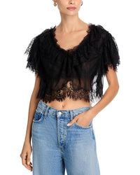 LoveShackFancy - Vienne Lace Cropped Top - Lyst