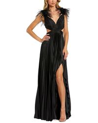 Mac Duggal - Pleated Feather Cap Sleeve Open Back Gown - Lyst