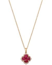 Bloomingdale's Fine Collection - Ruby & Diamond Flower Halo Pendant - Lyst