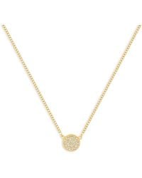 EF Collection - 14K Diamond Mini Disc Pendant Necklace, 16-18 - Lyst