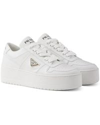 Prada - Downtown Bold Leather Sneakers - Lyst