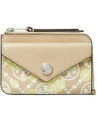 Tory Burch - T Monogram Leather Envelope Zip Card Case - Lyst