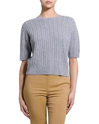 Theory - Cropped Cable Knit Cashmere Crewneck Sweater - Lyst