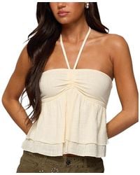Edikted - Layered Linen Look Babydoll Halter Top - Lyst