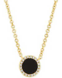 Moon & Meadow - 14K Kate Onyx & Diamond Halo Pendant Necklace, 18 - Lyst