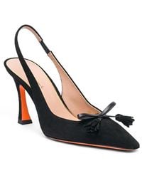 Santoni - Suede High-Heel Slingback Pumps - Lyst