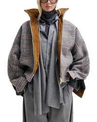 DARKPARK - Check Print Wool-Blend Aviator Bomber Jacket - Lyst