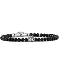 David Yurman - Sterling Memento Mori Onyx & Diamond Skull Bead Bracelet - Lyst