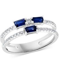 Bloomingdale's Blue Sapphire & Diamond Double Row Ring In 14k White Gold