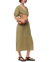 Whistles - Ariella Linen Blend Midi Dress - Lyst