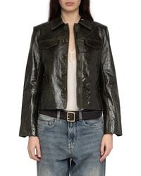 Zadig & Voltaire - Liam Cuir Glossy Leather Jacket - Lyst