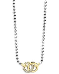 Lagos - 18K & Sterling Signature Caviar Diamond Interlocking Pendant Necklace, 16-18 - Lyst
