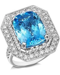 Bloomingdale's Blue Topaz & Diamond Statement Ring In 14k White Gold