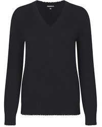 Minnie Rose - Plus Size Cotton Distressed Long Sleeve V-Neck Sweater - Lyst