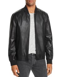 Cole Haan Reversible Leather Bomber Jacket - Black