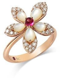 Roberto Coin - 18K Tiare Mother Of Pearl, Rubellite, & Diamond Flower Ring - Lyst