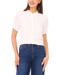 Cece - Puffed Sleeve Scalloped Edge Blouse - Lyst