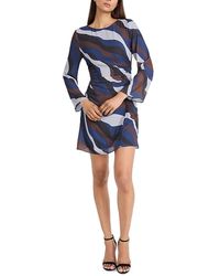 Donna Morgan - Printed Long Sleeve Mini Dress - Lyst