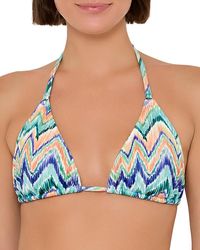 MILLY - Topical Chevron Triangle Bikini Top - Lyst