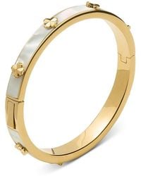 Kate Spade - Spade Flower Mother Of Pearl Hinge Bangle Bracelet - Lyst