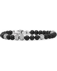 David Yurman - Sterling Spiritual Onyx & Pave Diamond Beaded Bracelet - Lyst