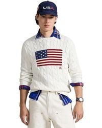 Polo Ralph Lauren - Cable Knit Flag Sweater - Lyst