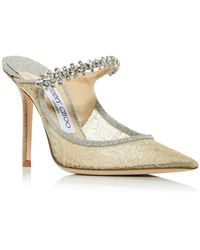jimmy choo bing embellished lace high heel mules