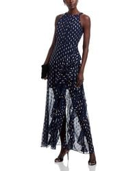 Aqua - Metallic Crescent Chiffon Ruffle Gown - Lyst