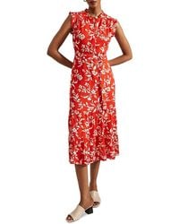 Hobbs - Elsa Ruffled Midi Dress - Lyst