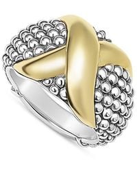Lagos - 18K & Sterling Embrace X Dome Caviar Bead Statement Ring - Lyst