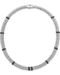 Lagos - Sterling Caviar Diamond & Ceramic Station Necklace, 16 - Lyst