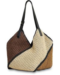 Reiss - Farrah Color Block Raffia Shoulder Bag - Lyst
