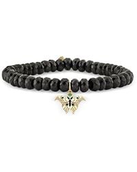Sydney Evan - Wicked X 14K Spinel & Emerald Enamel Moth Charm Bracelet - Lyst