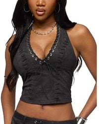 Edikted - Sloane Faux Suede Halter Top - Lyst