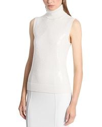 Michael Kors - Embroidered Sequin Cashmere Sleeveless Turtleneck Sweater - Lyst