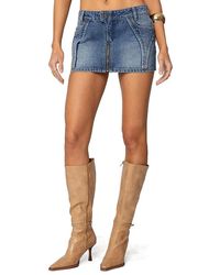 Edikted - Anne Zip Up Denim Mini Skirt - Lyst
