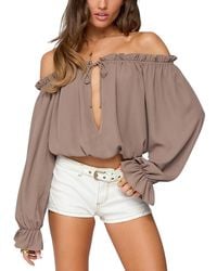 Edikted - Juna Off Shoulder Ruffle Chiffon Top - Lyst
