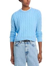Aqua - 100% Cashmere Cable Knit Crewneck Sweater - Lyst