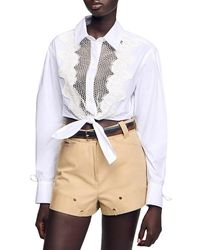 Sandro - Andrea Lace Bib Shirt - Lyst