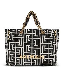 Balmain - 1945 Soft Pb-Monogrammed Jacquard Canvas Tote Bag - Lyst